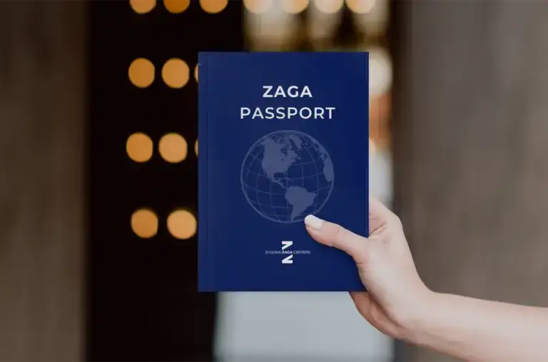 ZAGA Passport Mock Up - Held by patient hand